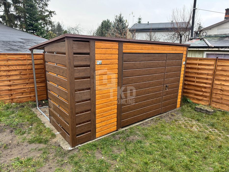Schowek Domek Ogrodowy Garaż 4X3M + Wiata 0,5M Brama Drzwi Dach Tkd309