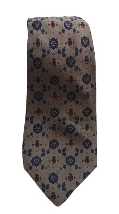 Галстук Brioni Бежево-синий геометрический галстук из шелка 58"Италия