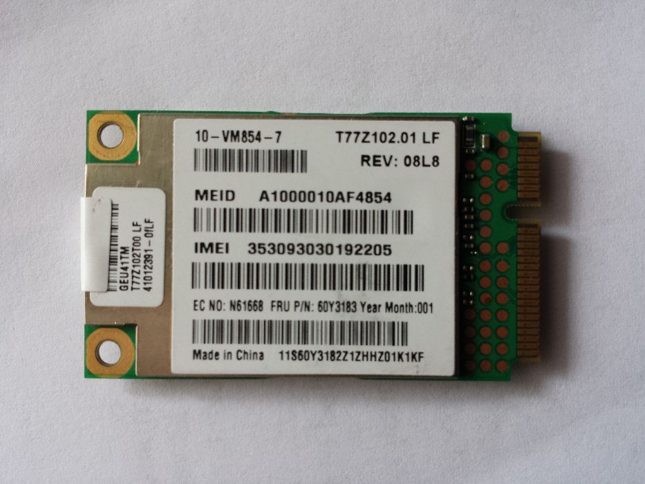 3g modem wwan Gobi 2000 Lenovo ThinkPad Edge 13 14 15 L412 L512 T410 T410s T510 W510 X100e X201 Tablet 3г модем