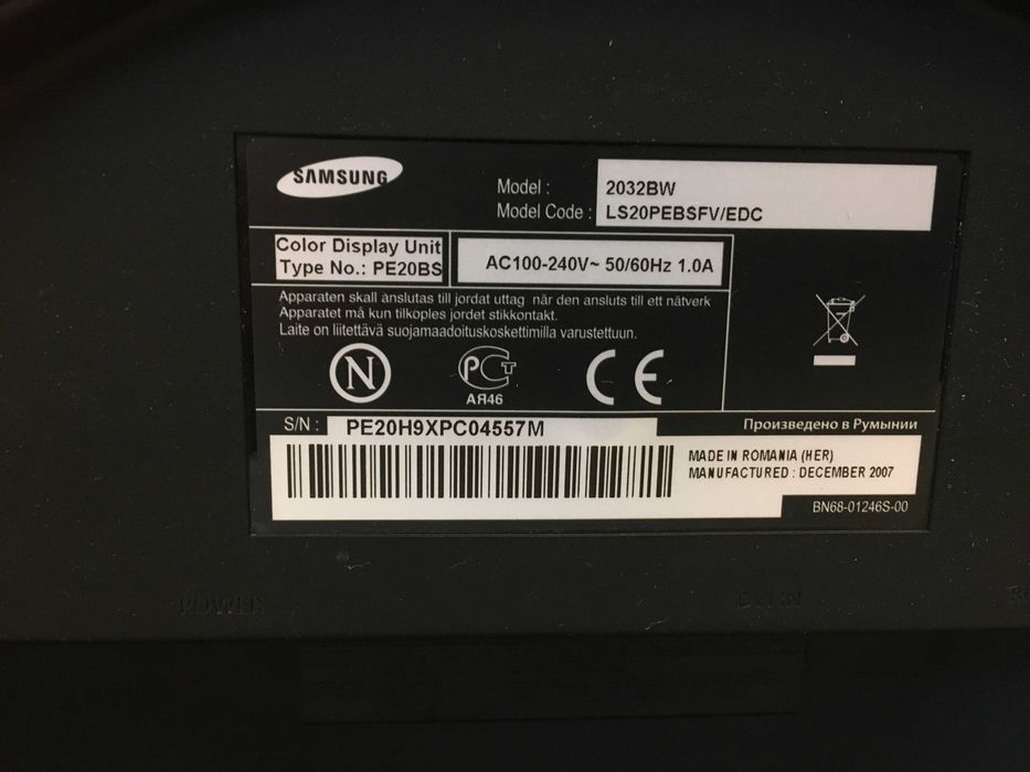 Monitor 20" Samsung 2032BW