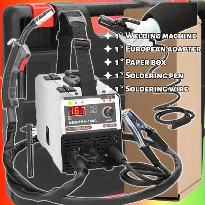 D88- Máquina soldar 160A MIG 2 Em 1, MIG Com Display Digital LED