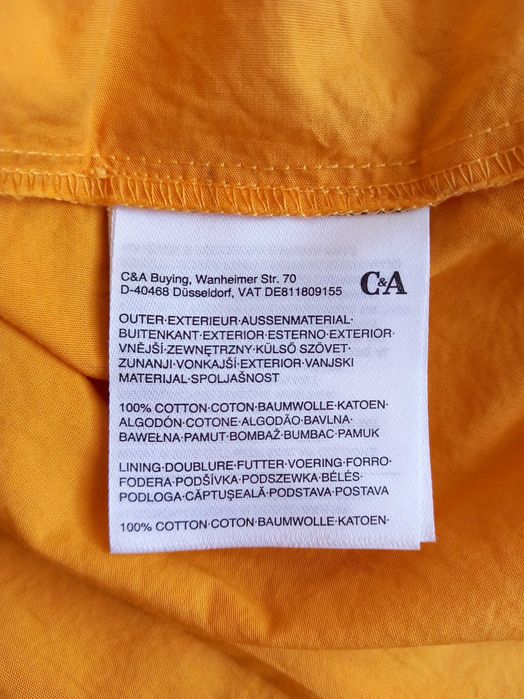 C&A długa żółta sukienka bufiaste rękawy boho falbanki M/L