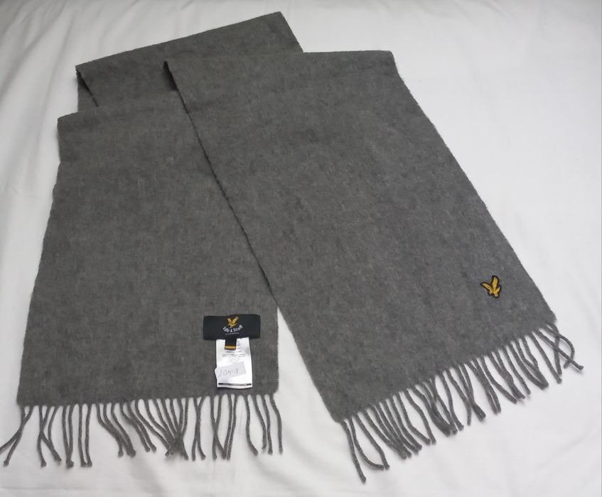 Lyle & Scott szalik 100% wełniany szary szkocki bdb
