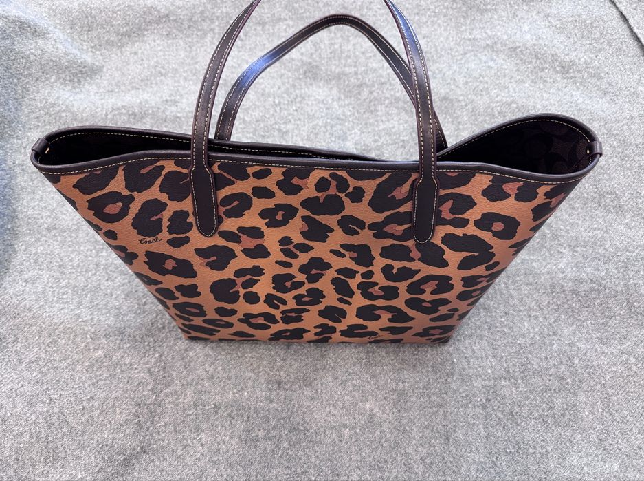 Coach City Tote Bag With Leopard