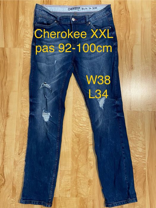 Cherokee 38/34 XXL spodnie jeansy niebieskie przetarcia