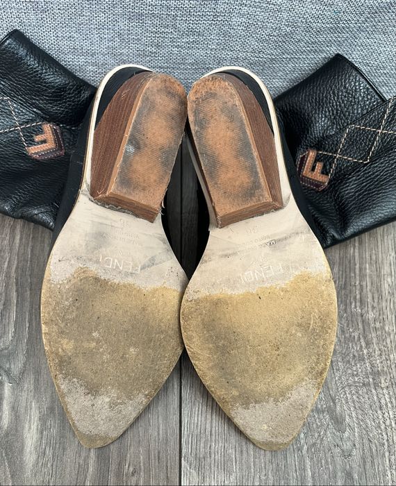 Czarne skórzane botki kowbojki Fendi 36