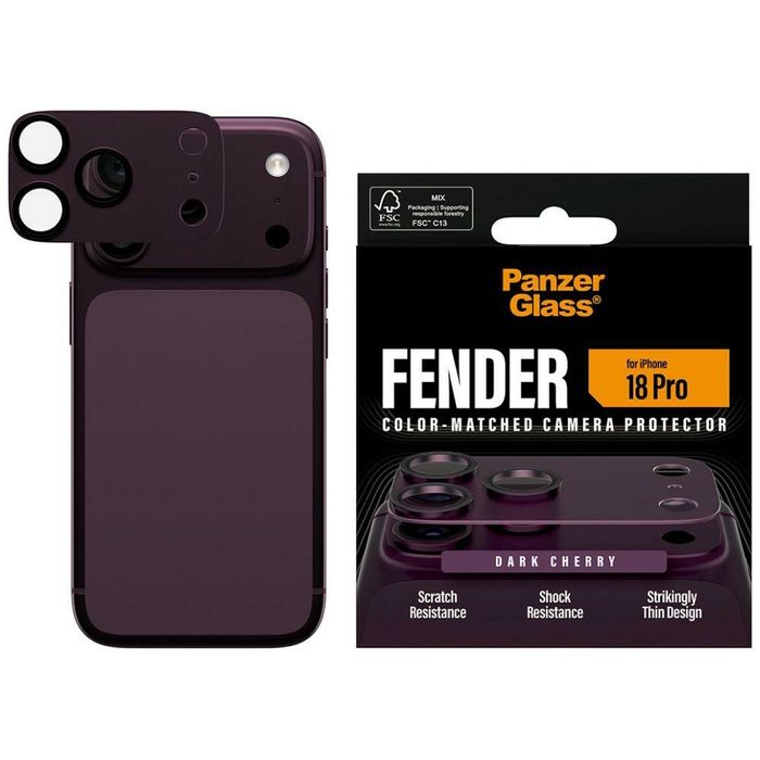 Szkło hartowane na obiektyw PanzerGlass  Fender Camera Protector do iPhone 18 Pro wiśniowy