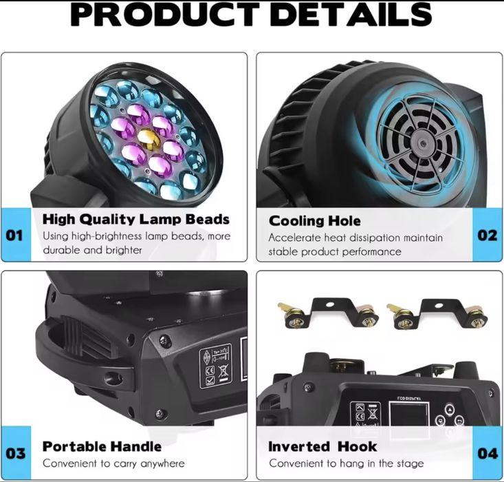 Moving heads zoom beam wash 19x15 novos