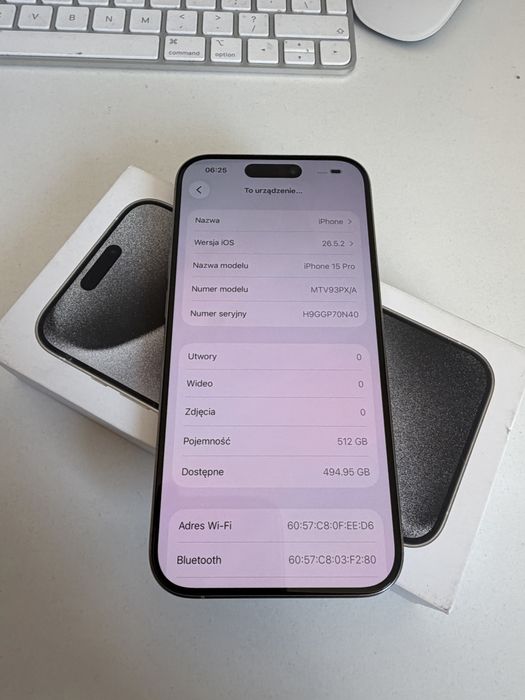 Bateria 100% iPhone 15 Pro 512gb Natural Titanium Stan Idealny