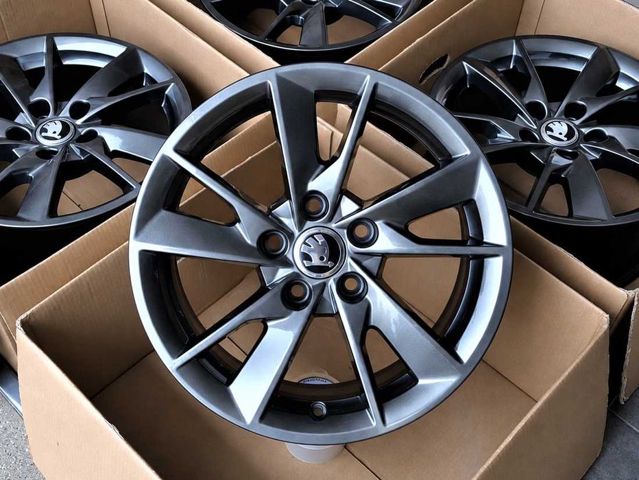 Alufelgi 16 5x112 Skoda Octavia Superb Yeti Karoq Nowe Chrom Shadow ! 607#