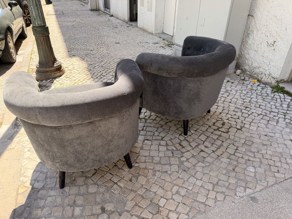 2 Cadeiras Pultronas Sofás Cinzento Escuro