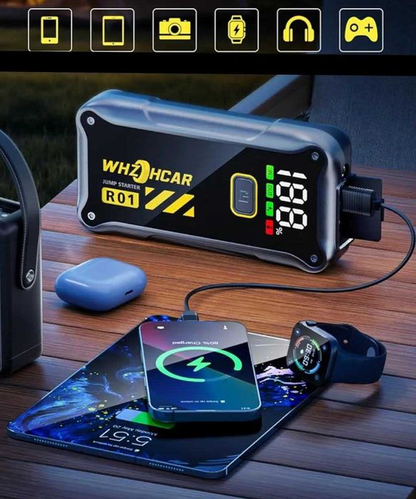 POWERBANK ROZRUCHOWY booster jump starter samochodowy 4000A latarka