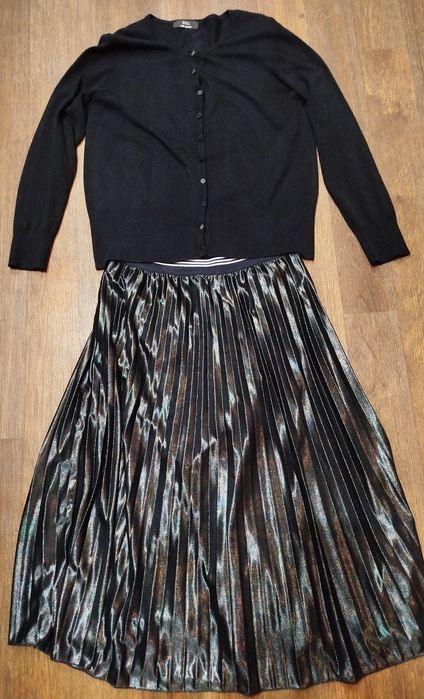 Женская фирменная юбка плиссе с кардиганом  большого размера  р. 50