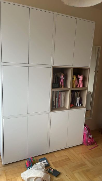 Meble ikea eket biale dab jasny szafki szuflady polka biala