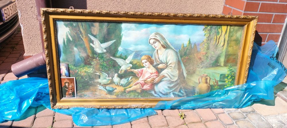 Dwa Obrazy święte religijne Matka Boska duży