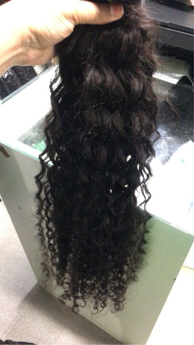 Cacheado cabelo humano 60cm
