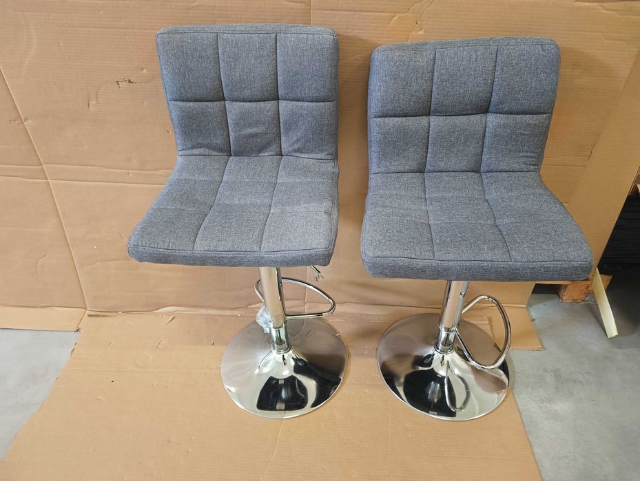 Songmics Stołek Barowy hoker Szary 2 Sztuki 44,5x38x115cm