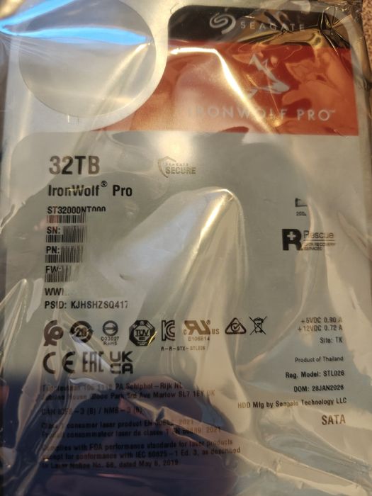 Seagate IronWolf Pro 32TB NAS, 7200 obr. 512 MB Cache (fabrycznie nowy)