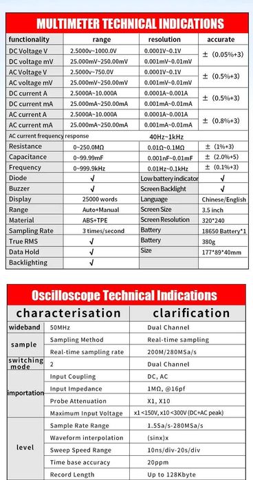 Осцилограф ZOYI ZT703S 50 МГц +генератор сигналів, мультиметр