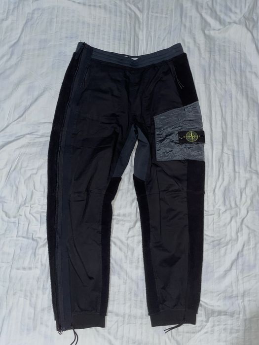 Stone Island sweatpants fleece nylon blue full new