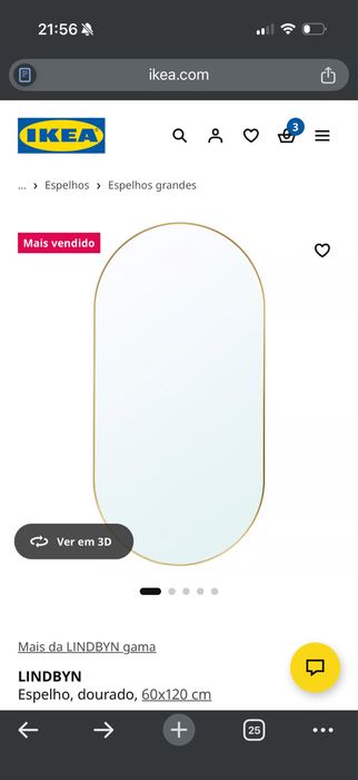 Espelho dourado, 60x120 cm