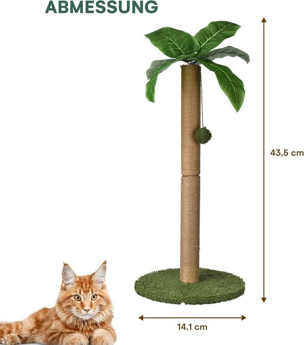 Stojący słupek wieża drapak dla kota palma z matą interaktywną zabawką