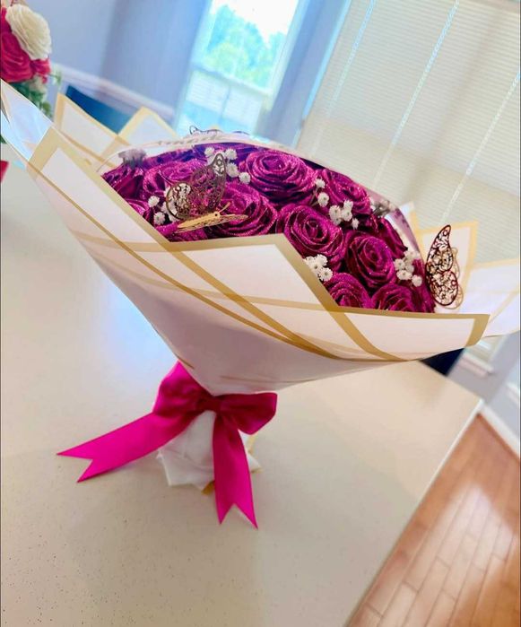 Bukiet róż wstążka