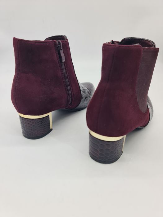 Botas senhora pele e camurça bordeaux tamanho 38