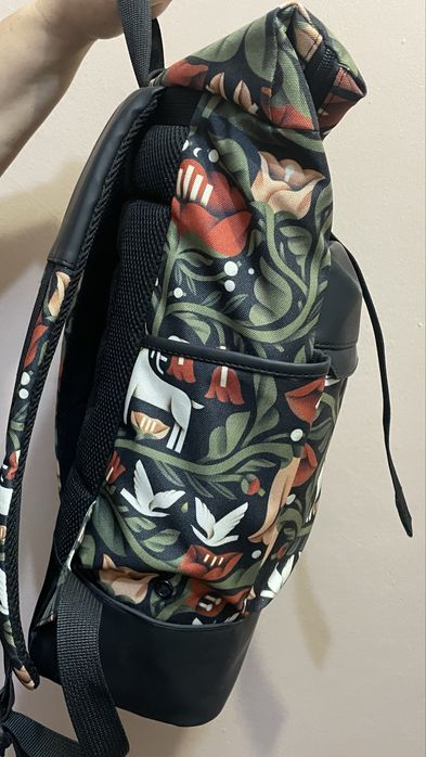 Рюкзак роллтоп, принт флора і фауна