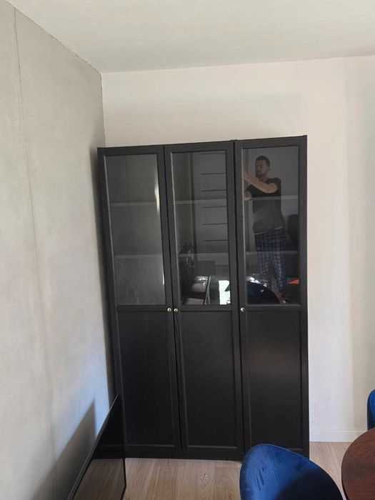 IKEA BILLY / OXBERG witryna 120x30x202 cm czarnobrązowa