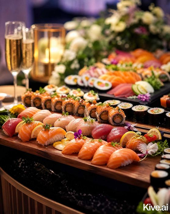 Sushi catering live cooking japoński stół