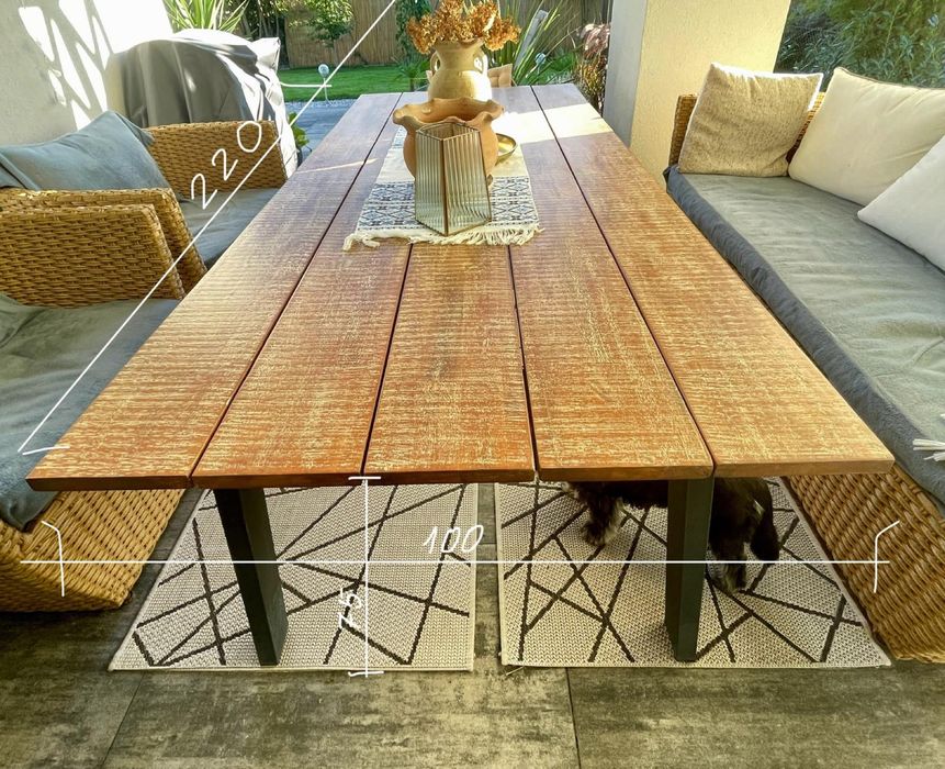 Stół drewniany  100x220, lakierowane nogi aluminiowe do domu i ogrodu