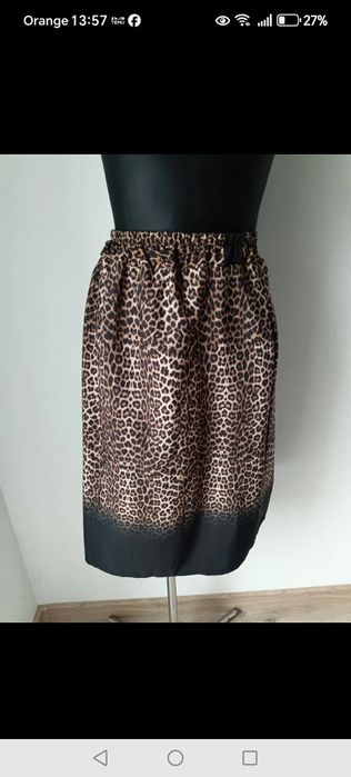 Spódnica długa panterka pantera cętki na gumce rozkloszowana oversize