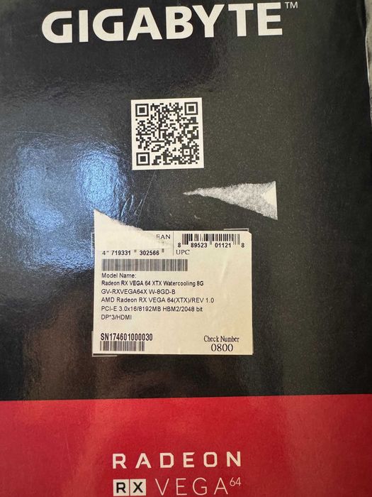 Karta graficzna GIGABYTE Radeon RX Vega 64 Watercooling 8GB