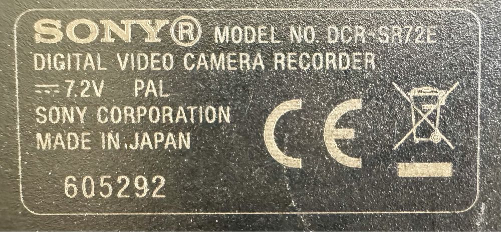 Camera Video Sony DCR SR72E, 60 Gb.  Rigorosamente nova.