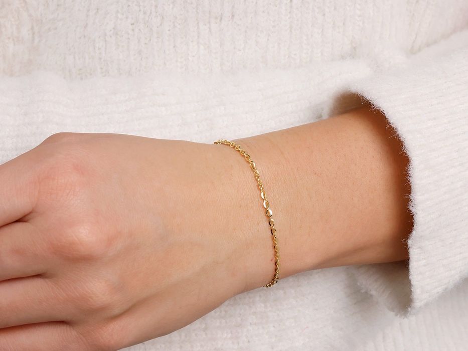 Nowa Delikatna złota bransoletka łańcuszkowa ankier 2mm pr. 585. Sklep