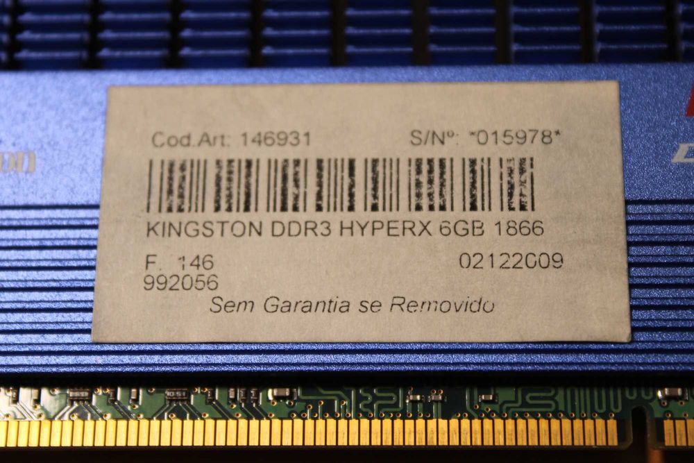 Kingston DDR3 HyperX RAM Memory 6GB 1866MHz64729607293185122