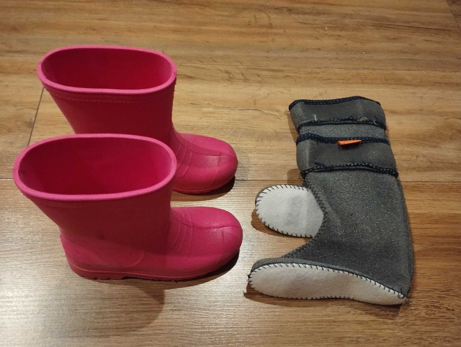 Różowe ocieplane piankowe lekkie kalosze Demar 24