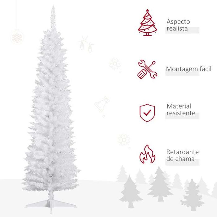 Árvore de Natal Artificial 1,80mt, Branco, c/ Suporte