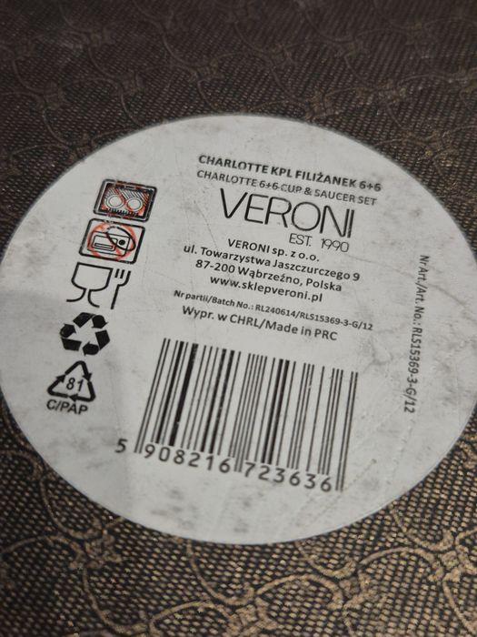 Veroni komplet 6 filiżanek z podstawka