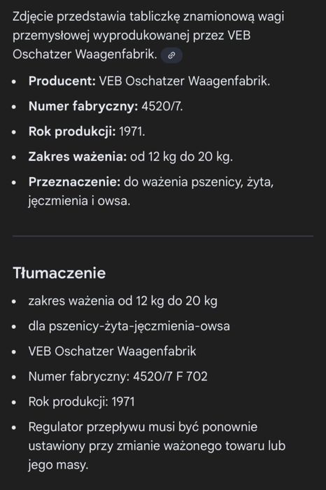 Witam sprzedam wagę veb oschatzer waagenfabrik