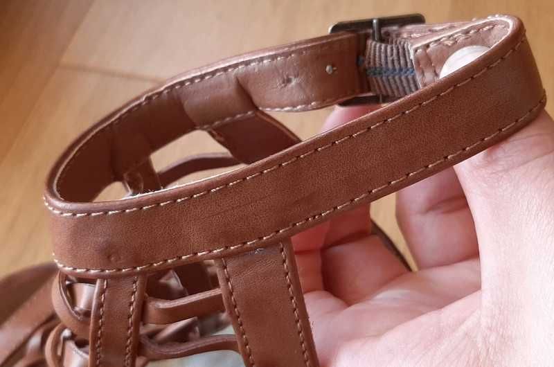 Skórzane sandałki plecionka koturny r.37/38 M
