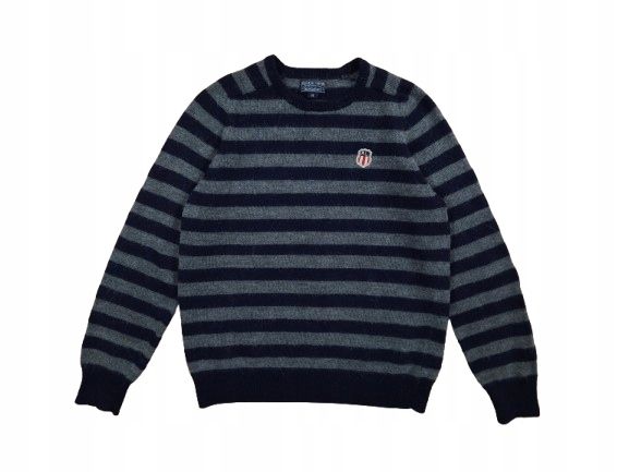 RALPH LAUREN Jeans Company Sweter Wełna Alpaka w Paski Logo r. M