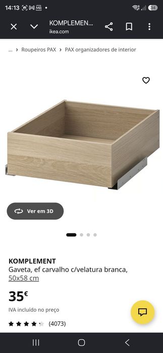 Roupeiro IKEA KOMPLEMENT 4 gavetas