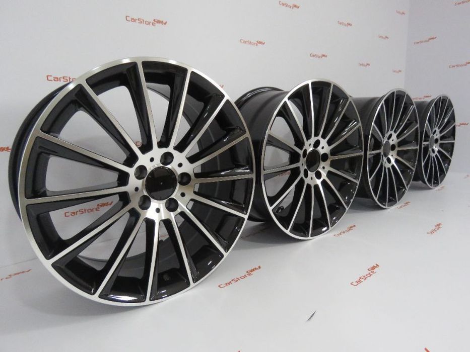 Jantes Look Mercedes Turbine 19 8 et 40 + 9 et45 5x112 Preto + polido