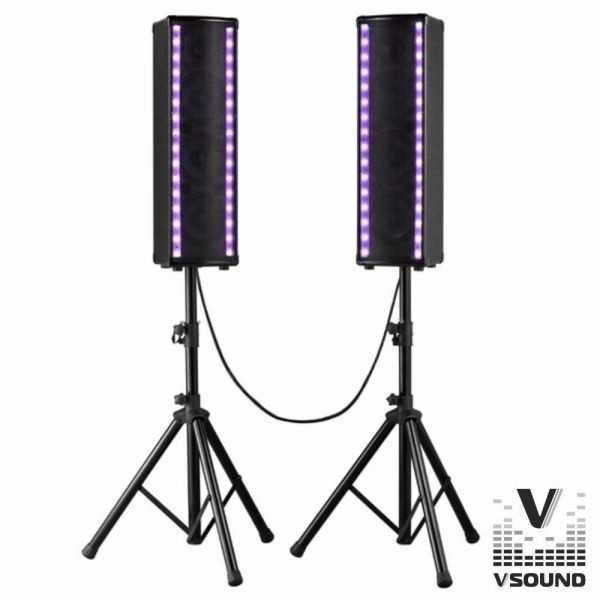 Colunas Ativa+Passiva 3×6.5″ 2x700W (1400W) Suporte e Cabo – VSOUND