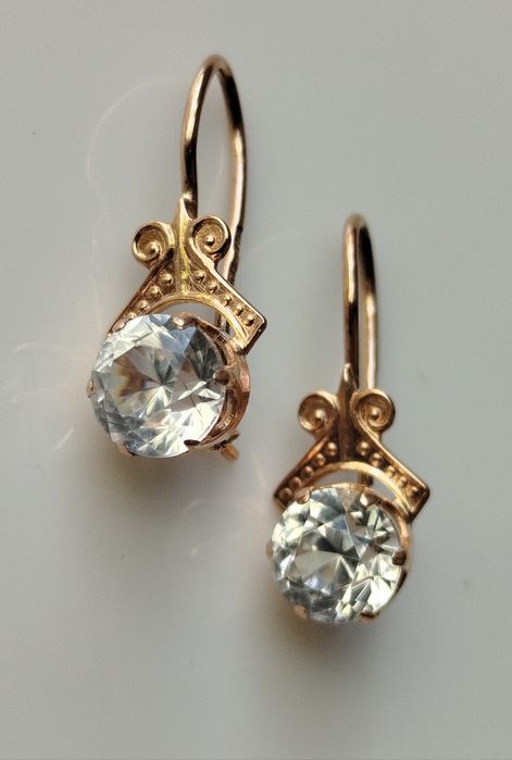 Золотые серьги с Горным Хрусталём СССР Золоті радянські сережки