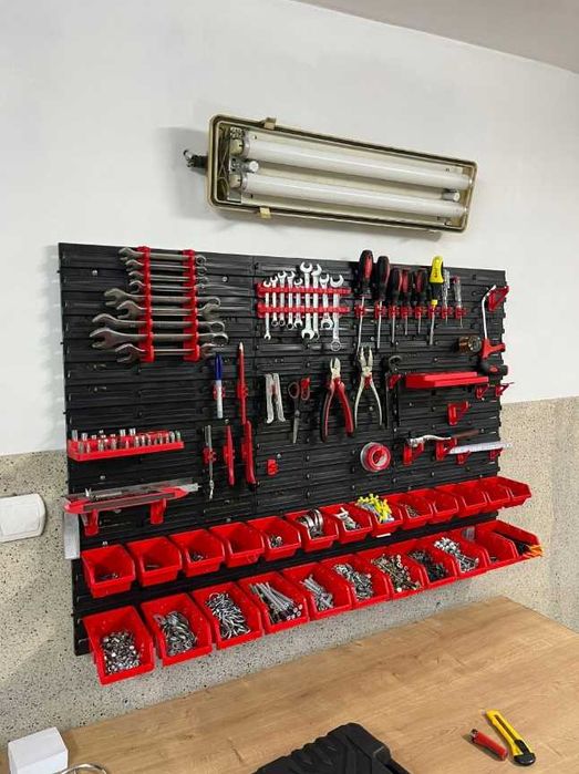 Duża Mocna Tablica Narzędziowa Garażowa 120x80 Ścianka Warsztat+Zestaw