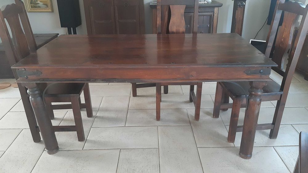 Stół rozkładany z okuciami-lite drewno-. Część zestawu. Cudny! [dł.165cm-max.245cm]