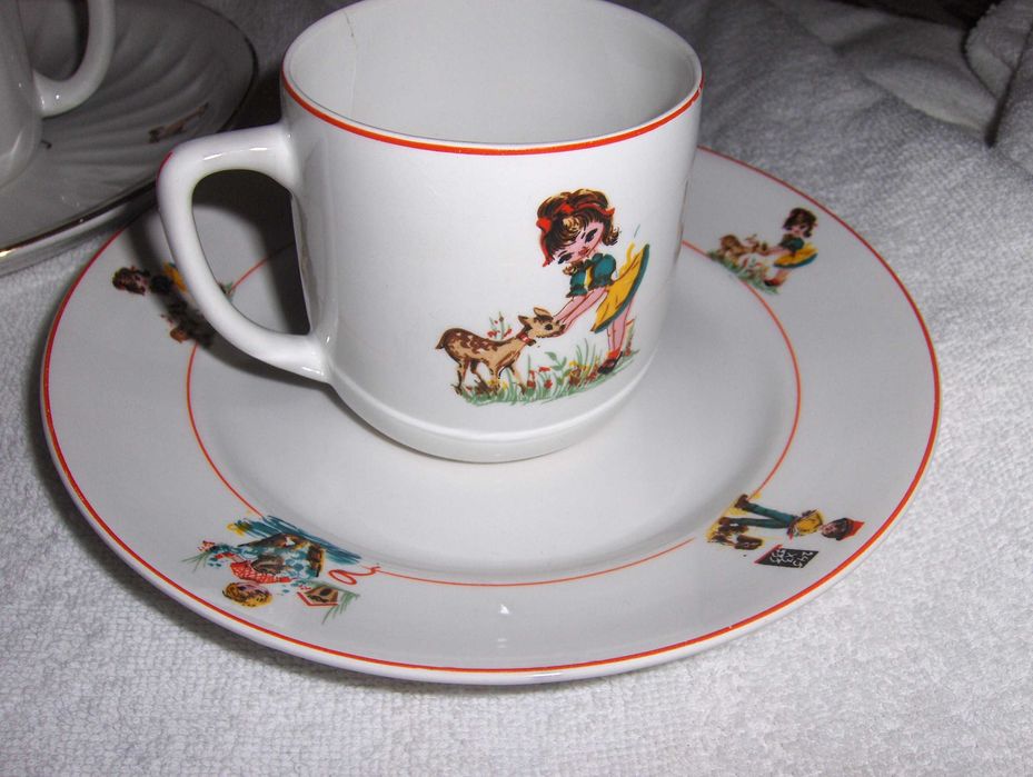 Conjuntos de refeição de criança em loiça - Prato e caneca